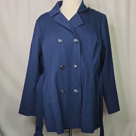 41 Hawthorn Plus Size 3X Women's Navy Trench Coat Top NWOT - Picture 2 of 9